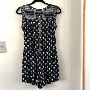 Ann Taylor LOFT Black & White Print Romper